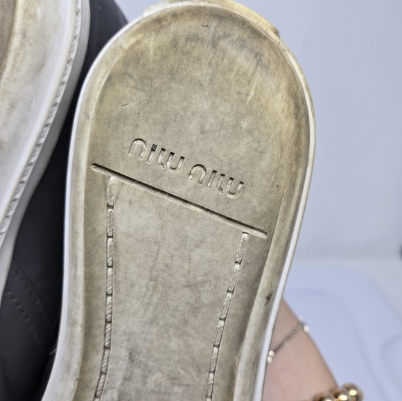 Miu Miu Metal Capped Toe Leather Sneakers Size 37 - Picture 14 of 14